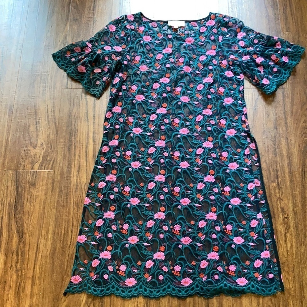 Anthropologie Brand Moulinette Soeurs teal lace dress size XS